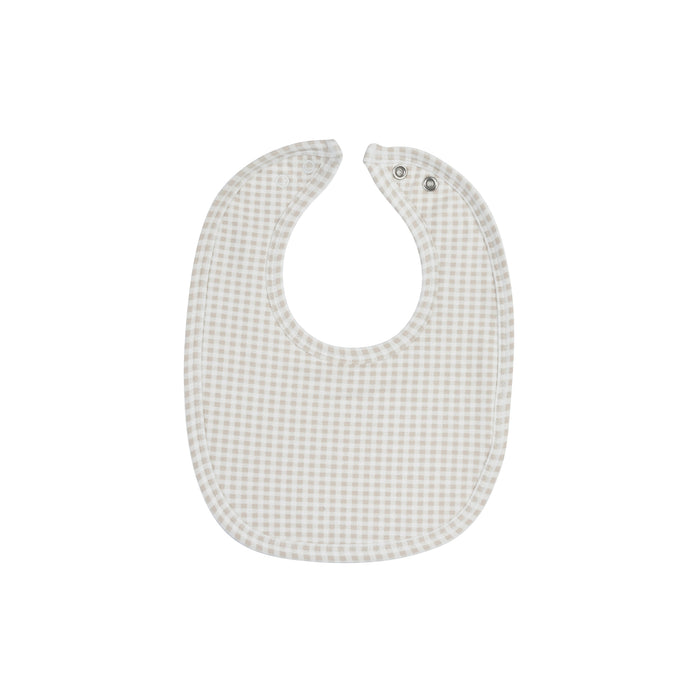 Baby Boy Bib – Tan – Gingham Teddy
