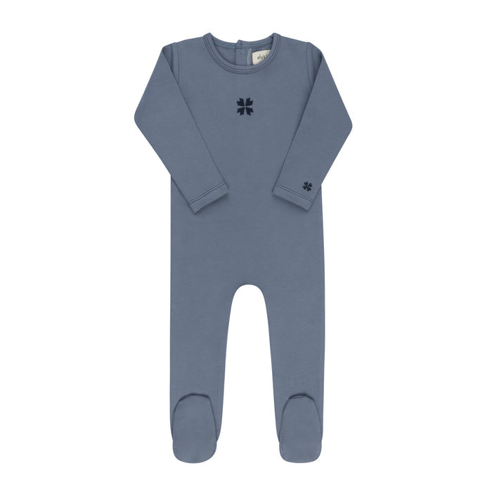 Baby Boy Footie – Blue – Embroidered Clover