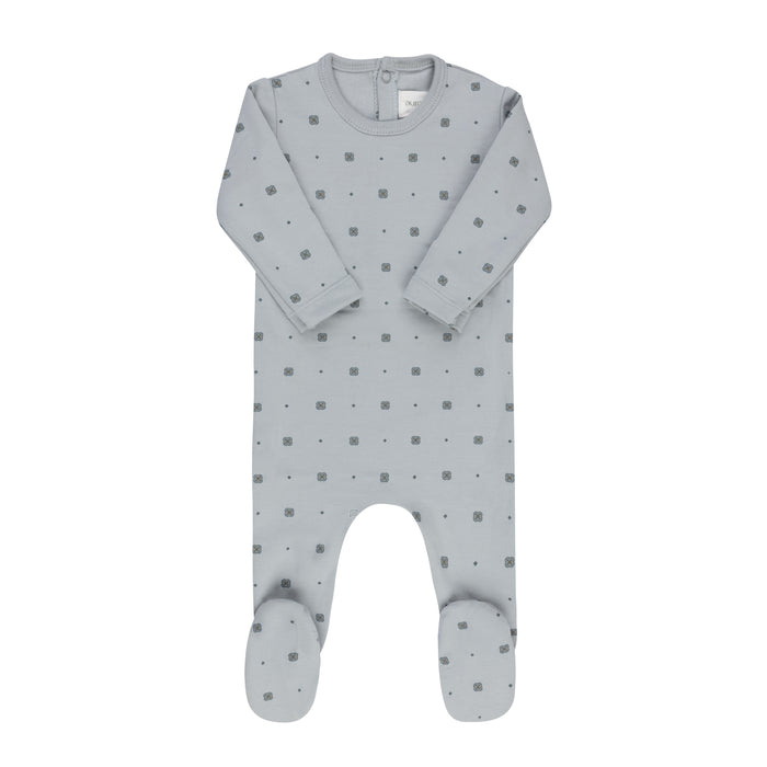Baby Boy Footie – Blue – Geometric Floral