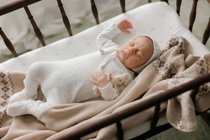 Baby Boy Footie & Bonnet – Ivory Boy – Floral Leaf