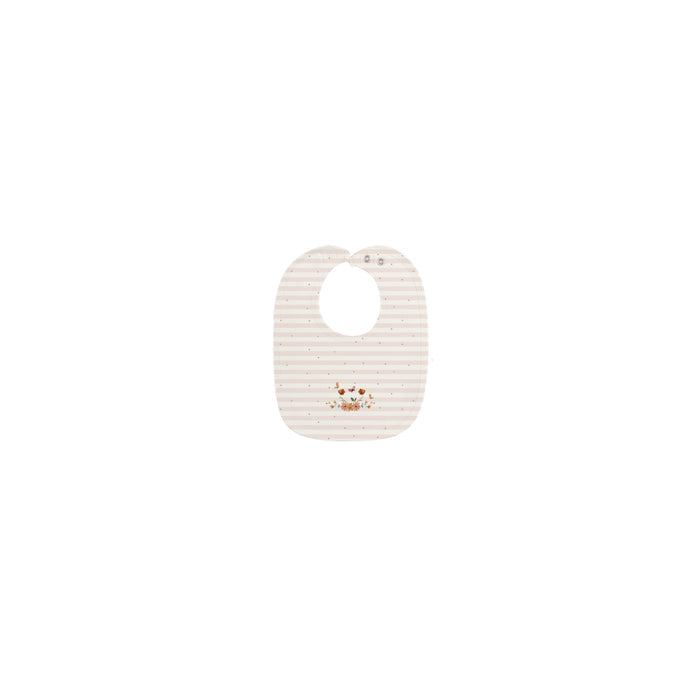 Baby Girl Bib - Ivory Pink - Floral Stripe