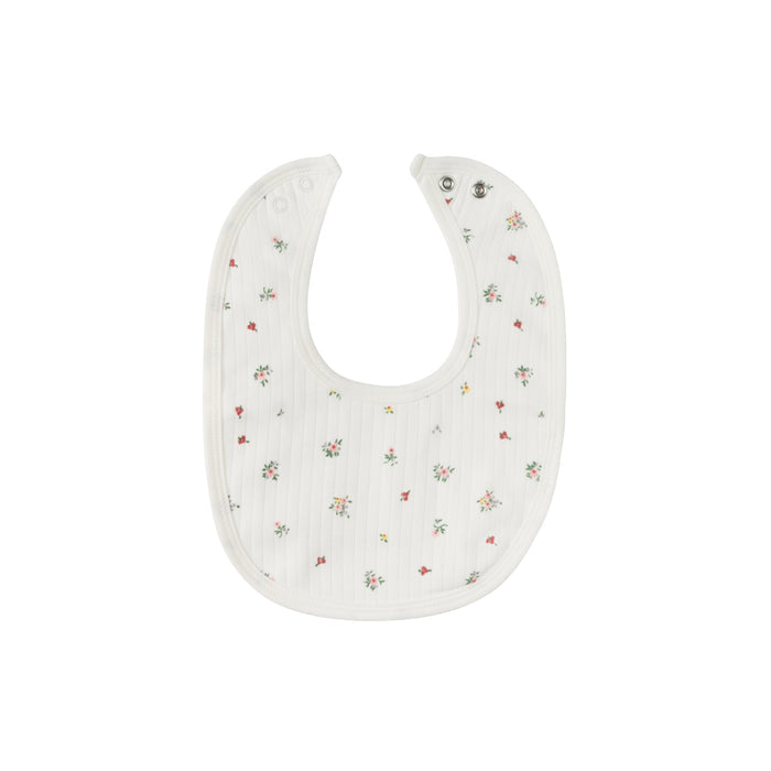 Baby Girl Bib – Ivory Floral – Printed Floral Star