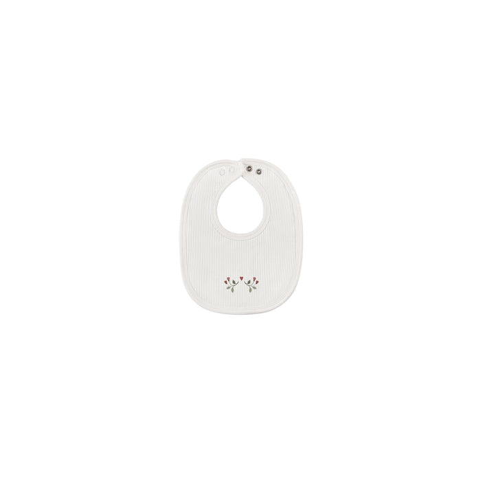 Baby Girl Bib – Ivory Pink – Embroidered