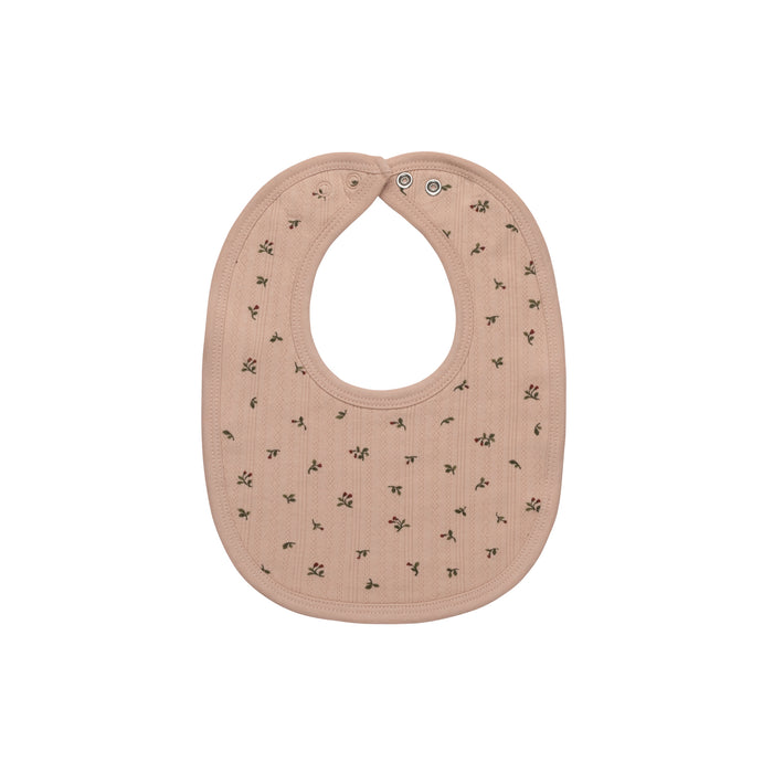 Baby Girl Bib – Pink – Floral Pointelle