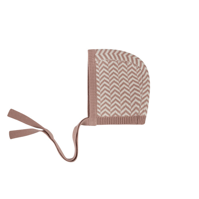 Baby Girl Bonnet – Pink – Herringbone