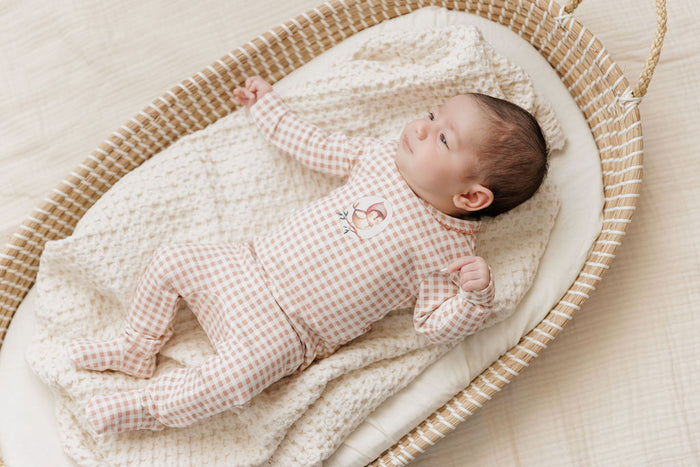 Baby Girl Layette Set - Mauve - Gingham Owl