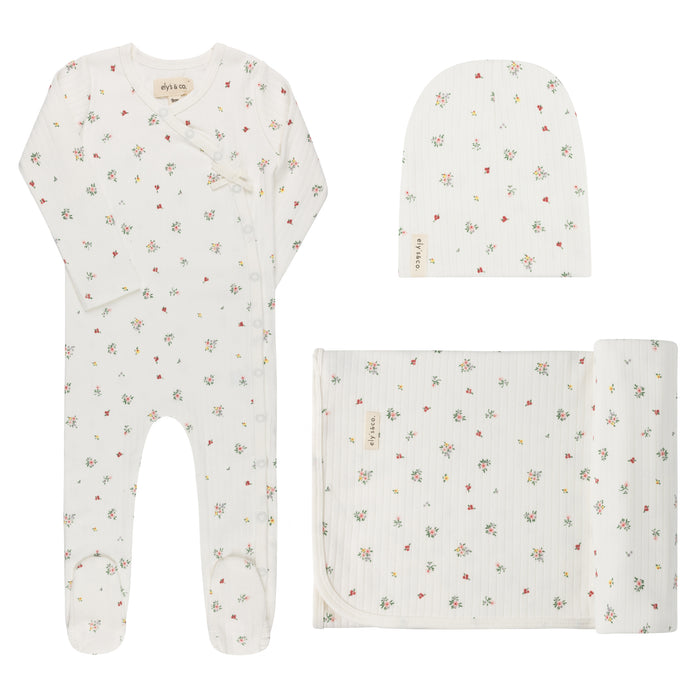 Baby Girl Layette Set – Ivory Floral – Printed Floral Star