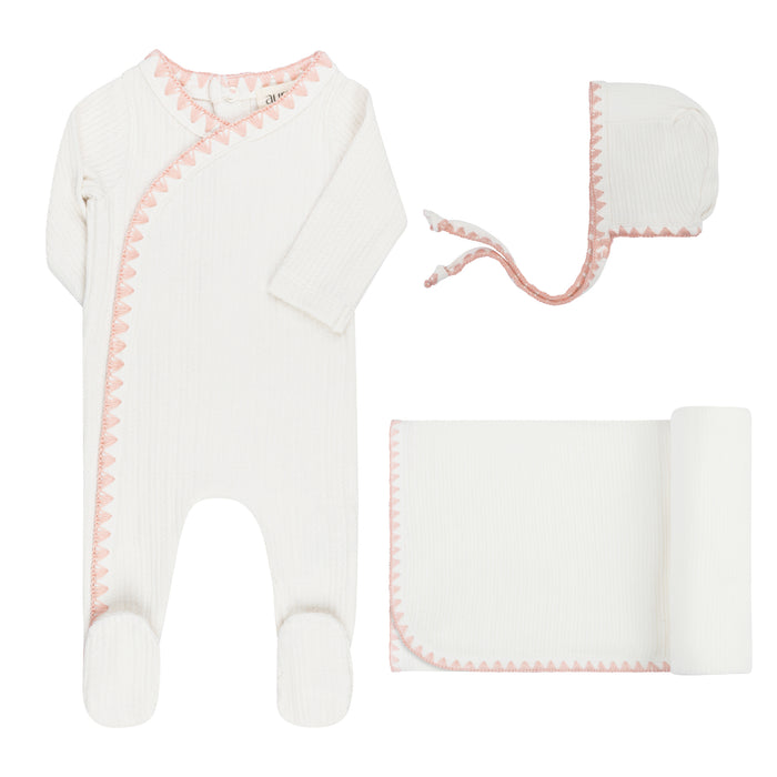 Baby Girl Layette Set – Ivory Pink – Whipstitch