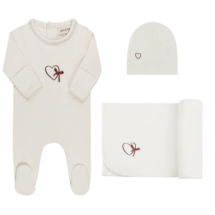 Baby Girl Layette Set – Ivory/Burgundy – Heart & Star