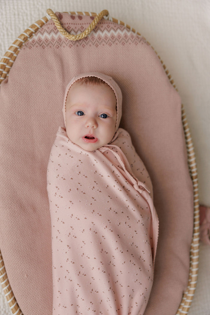 Baby Girl Layette Set – Pink – Floral Leaf
