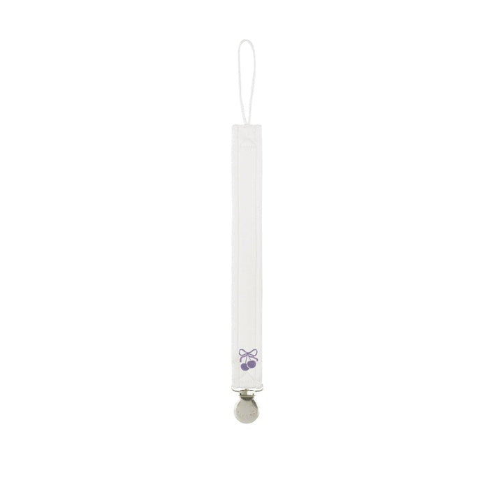 Baby Girl Paci Clip – Ivory Lilac – Bow Print