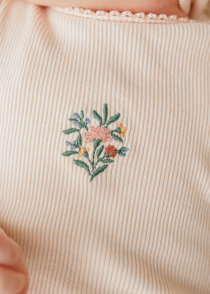 Baby Girl Romper - Pink - Embroidered Florals