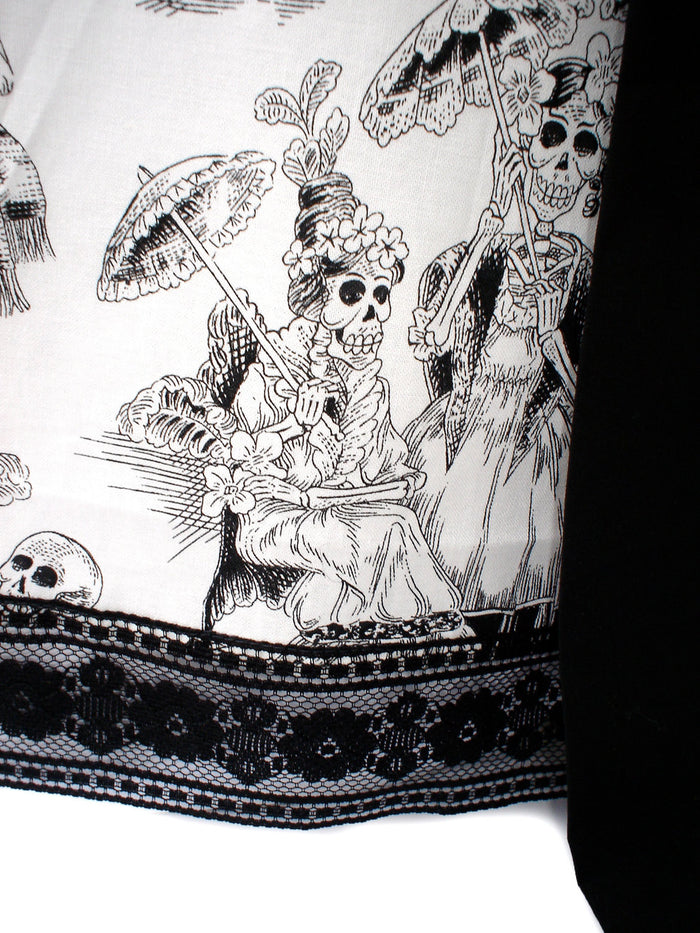 Close up of skirt, Black lace trim