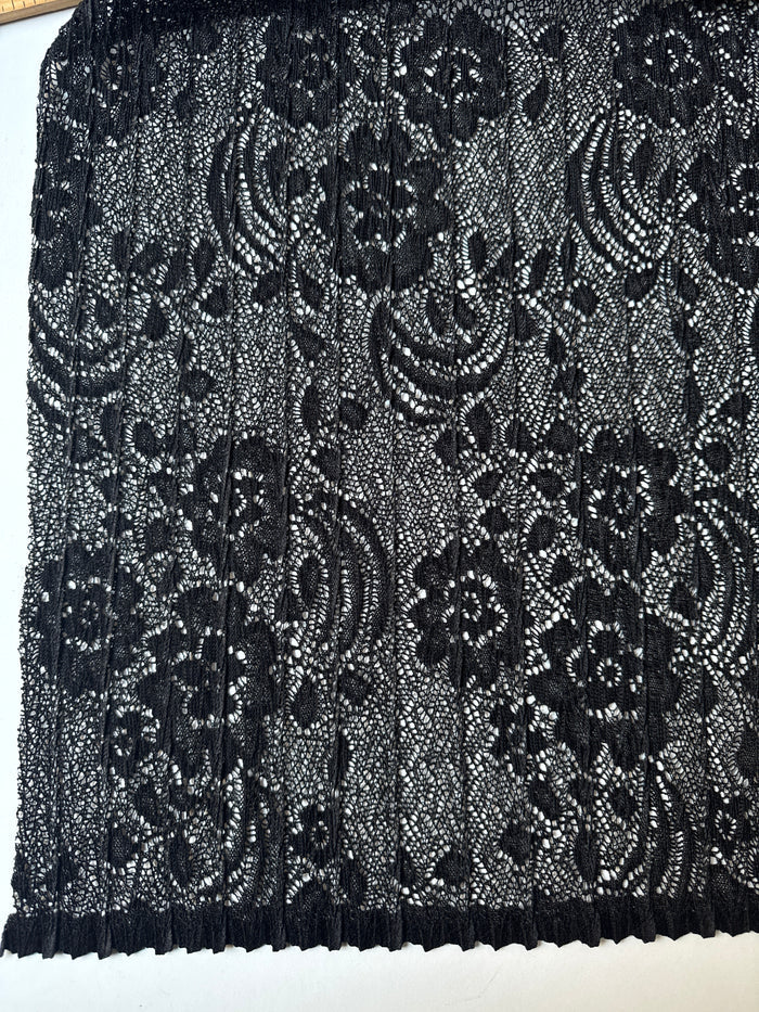 Black Crinkle Stretch Lace Remnant
