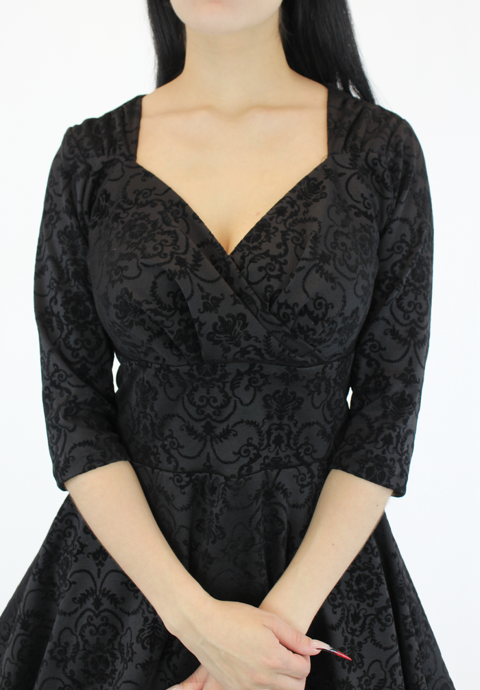 Black Damask Full Circle Dress