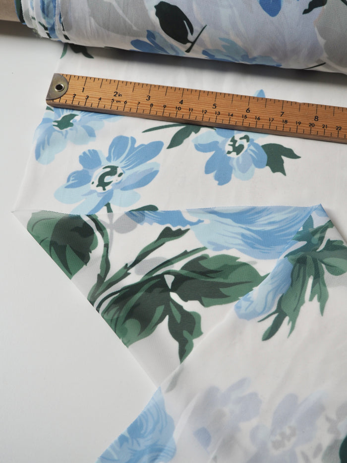 Blue Floral Chiffon