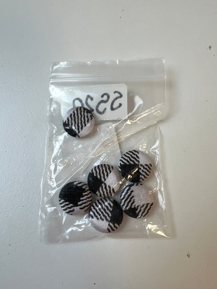 B+W Check Fabric Covered Buttons 15mm x6