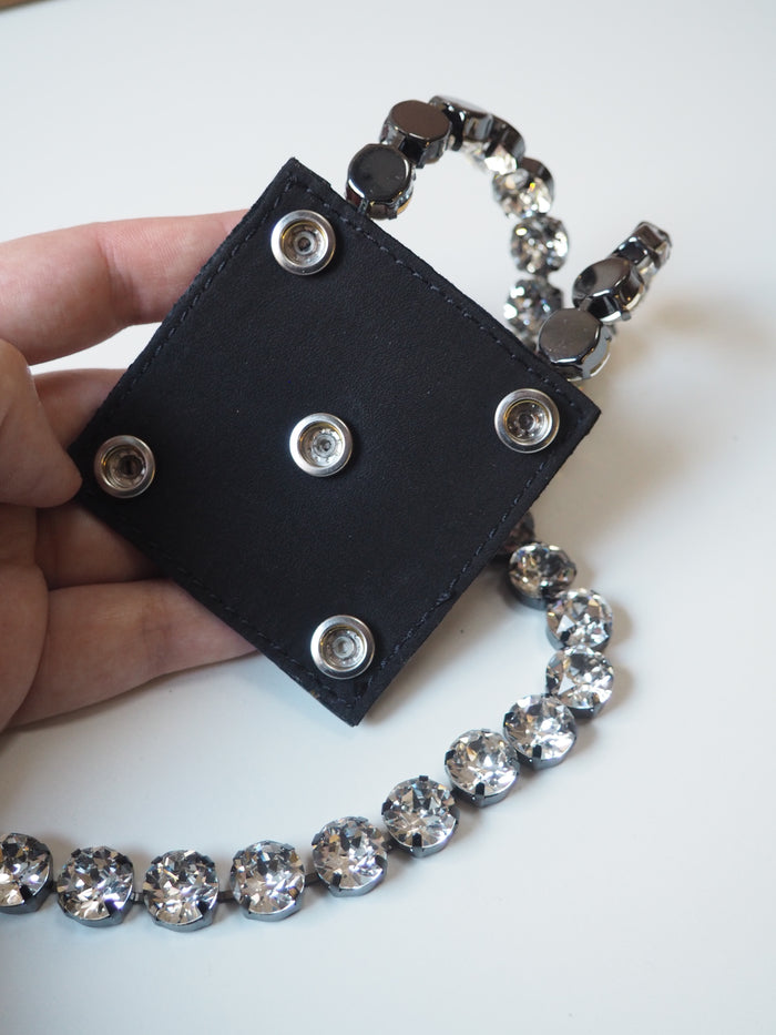 Crystal + Black Leather 2 Strand Accessory