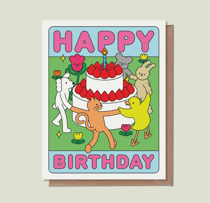 Epee Lapin Happy Birthday Cake Card