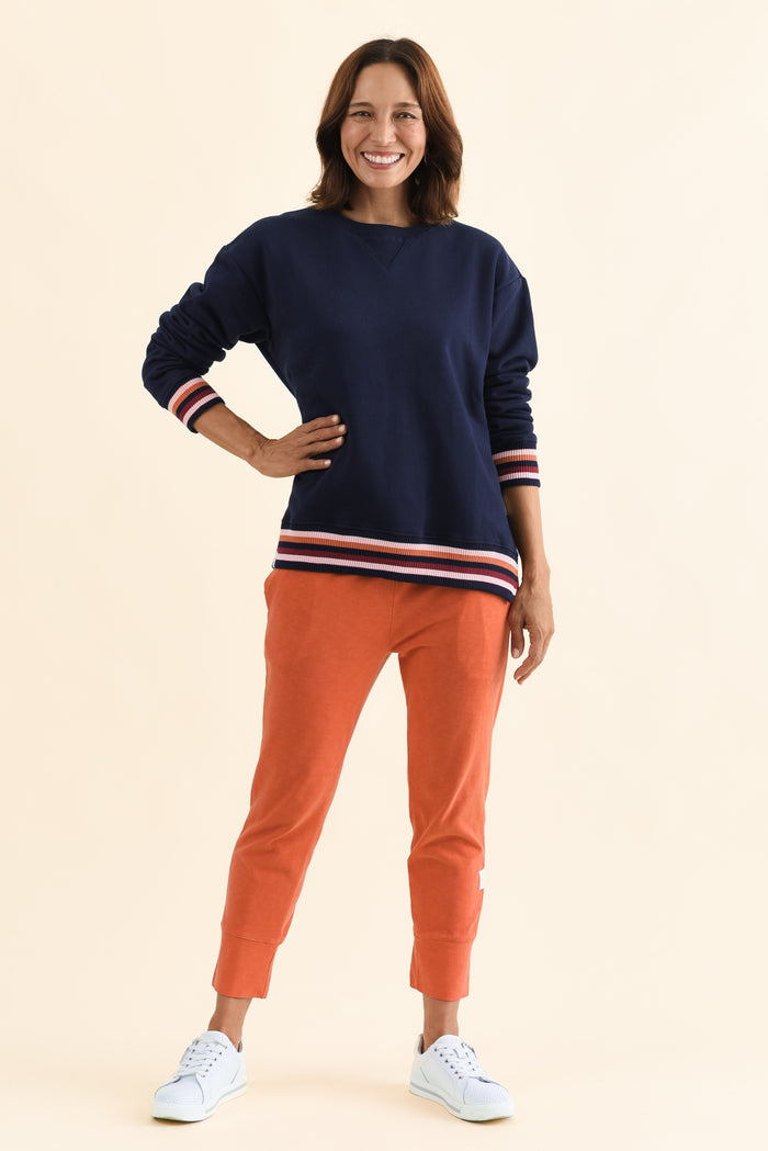 Fundamental Brunch Orange Cotton Sweatpants,Full Body,Brunette model,alt text|model:Cara