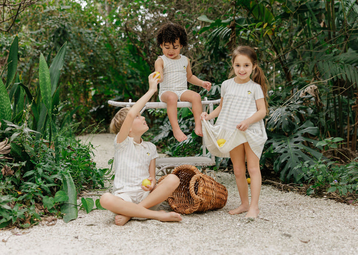 Girls Dress 3/4 Sleeves – Lemon