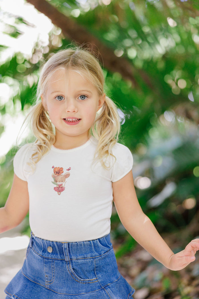 Girls Two-Piece Set – Ivory Pink – Playful Mouse