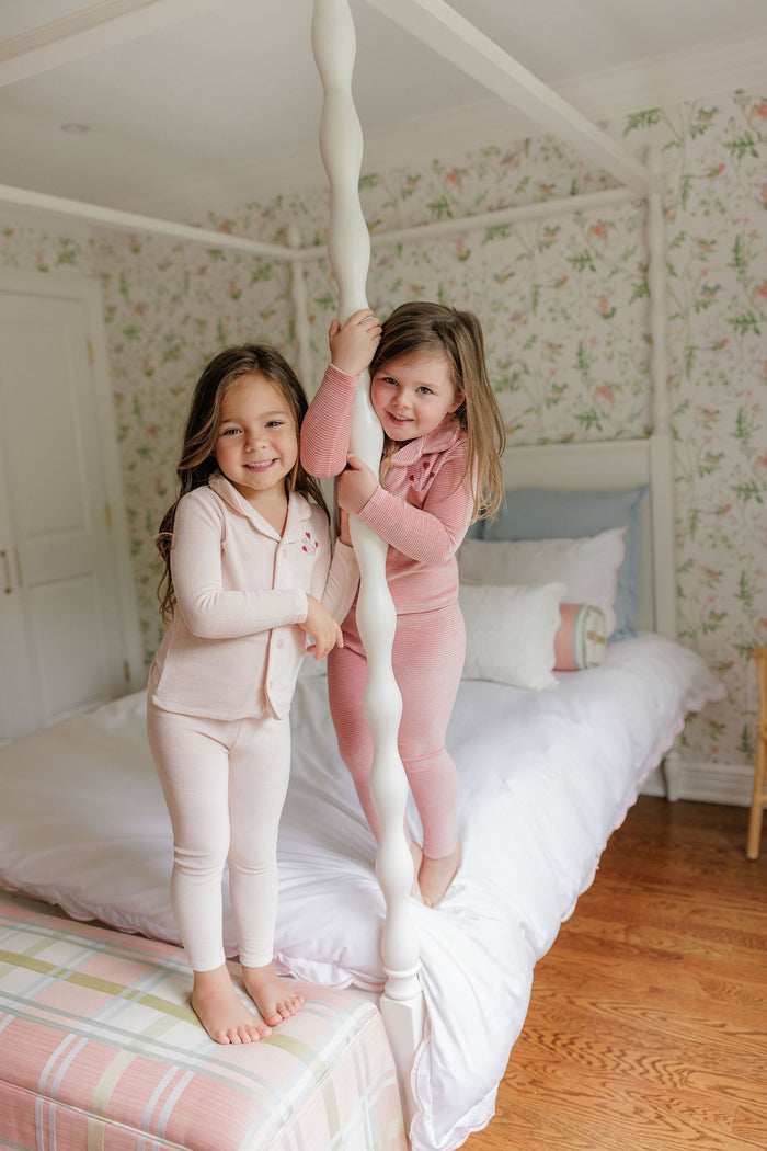 Girls Velour Pajamas – Pink – Stripe