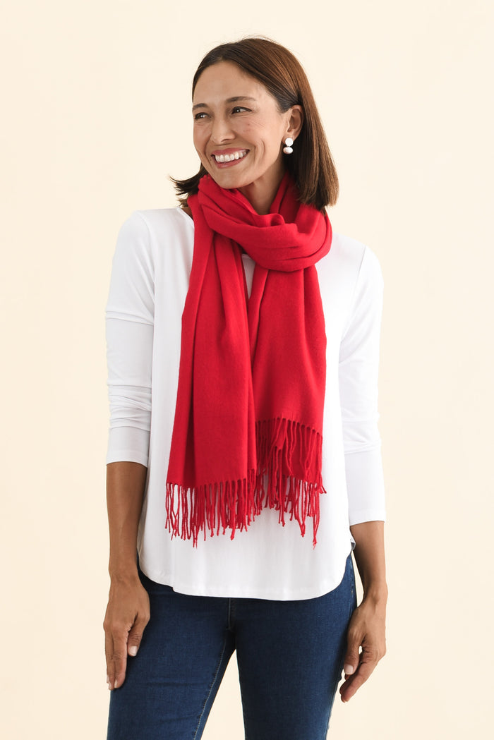 Heta Cherry Red Cotton Pashmina Scarf