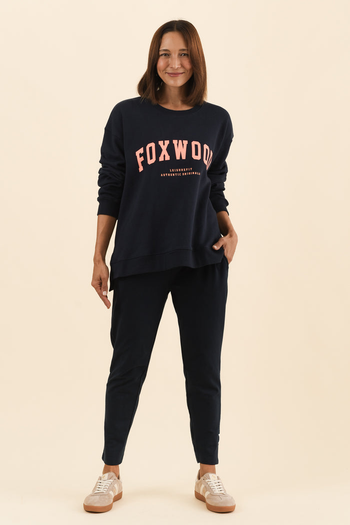 Interval Navy Crewneck Sweatshirt,Full Body,Brunette model,alt text|model:Cara