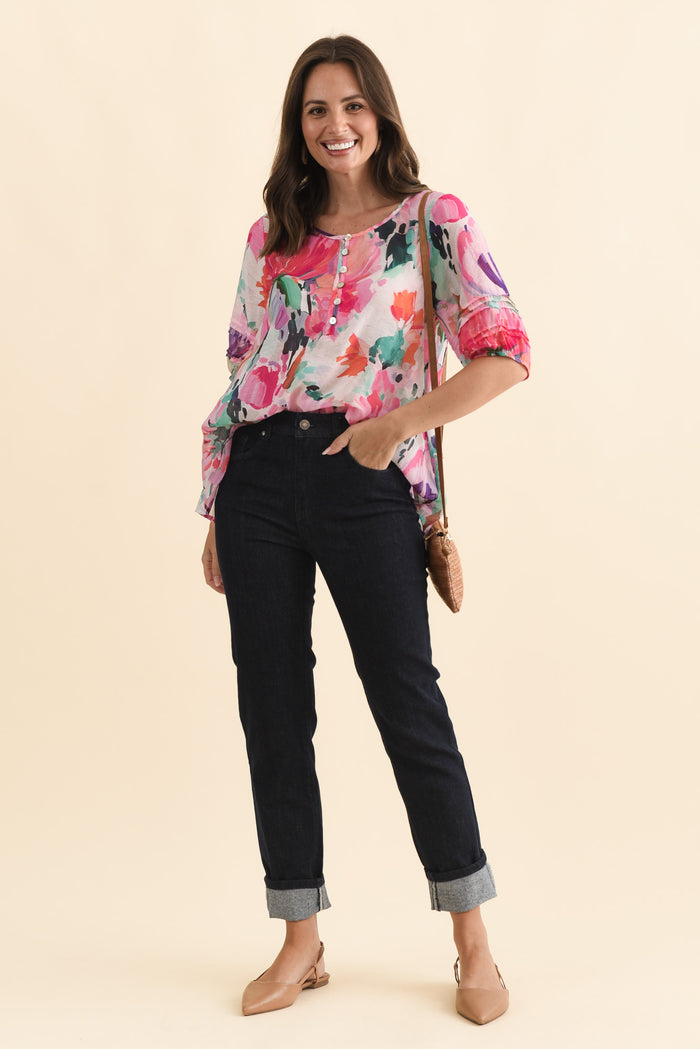 James Dark Blue Denim Stretch Jeans,Brunette model,alt text|model:MJ