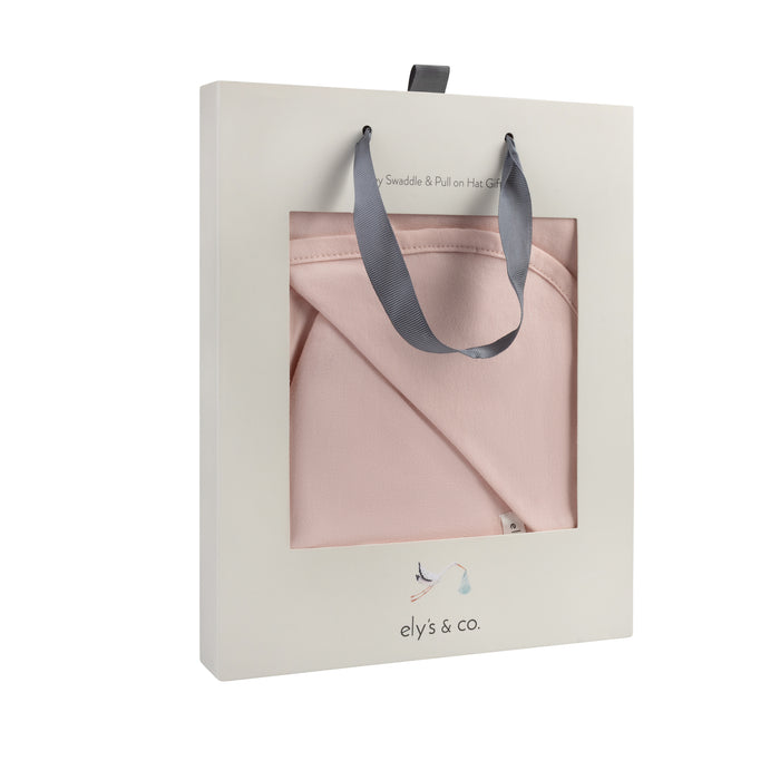 Jersey Swaddle and Hat Gift Set – Pink