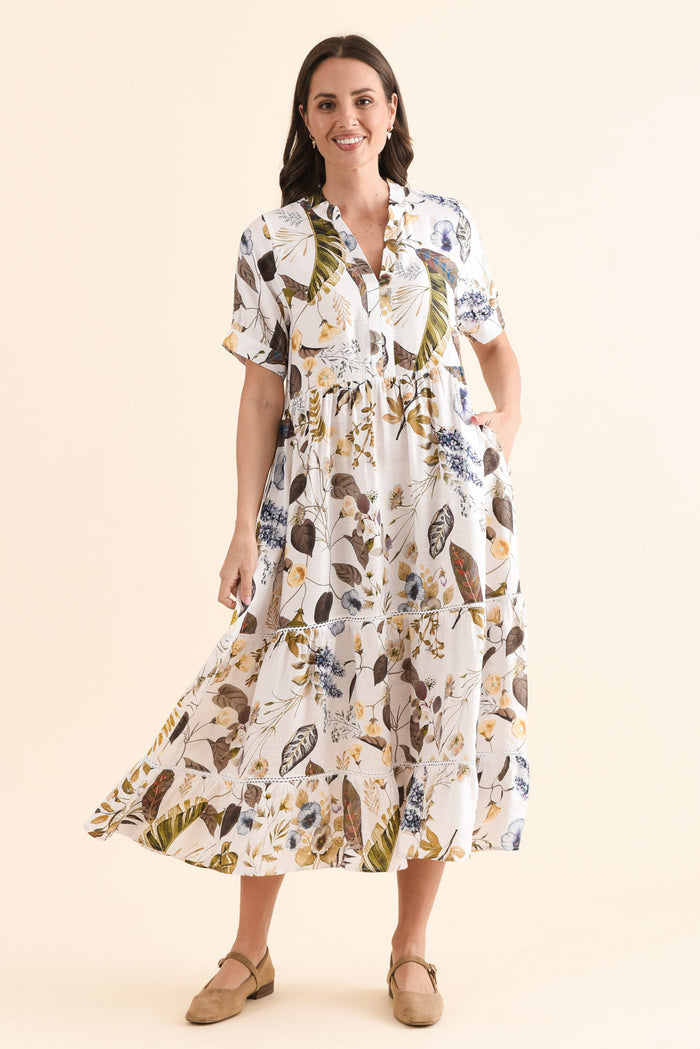 Keziah Green Garden Pocket Dress,Full Body,Brunette model,alt text|model:MJ