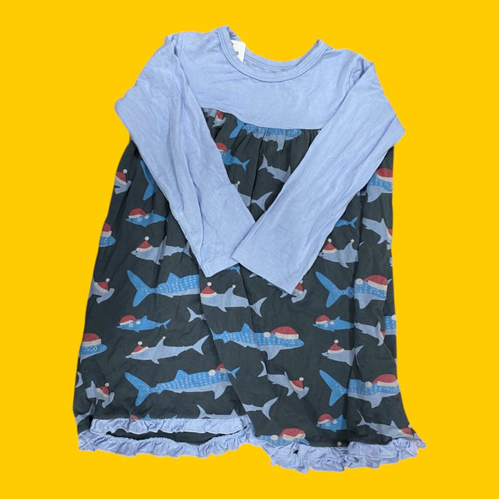 kickee pants christmas shark dress 4y