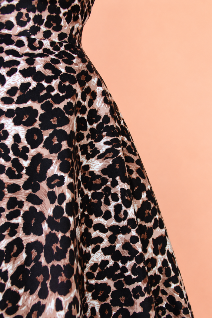 Leopard Print Vintage Inspired 1950s Strap Swing Dress