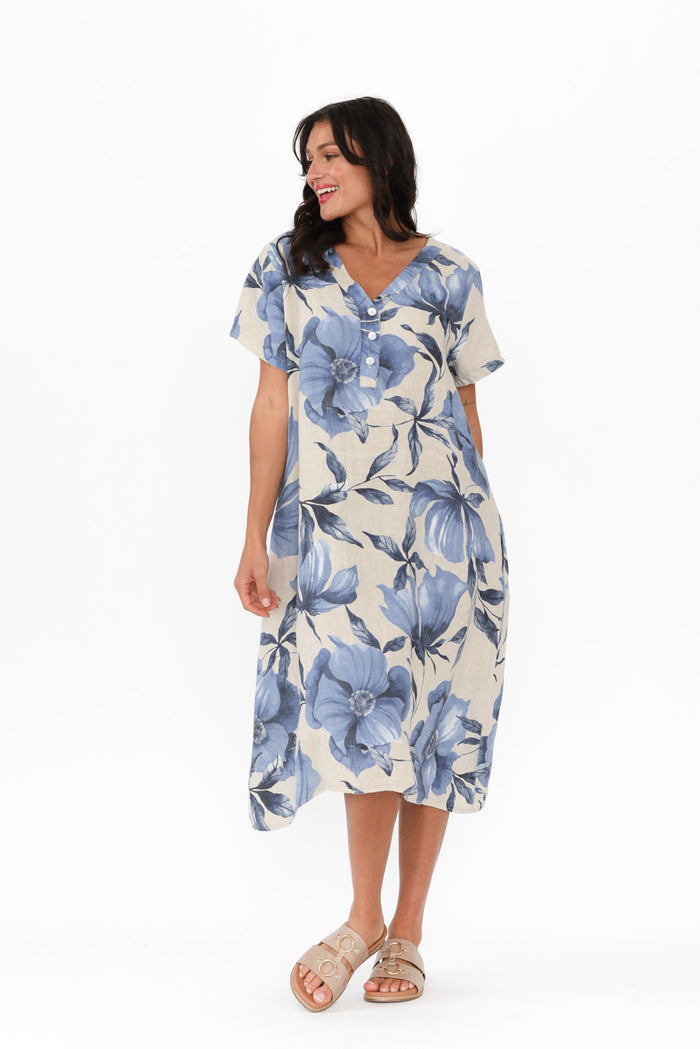 Louisiana Taupe Floral Button Dress,Brunette model,alt text|model:Brontie