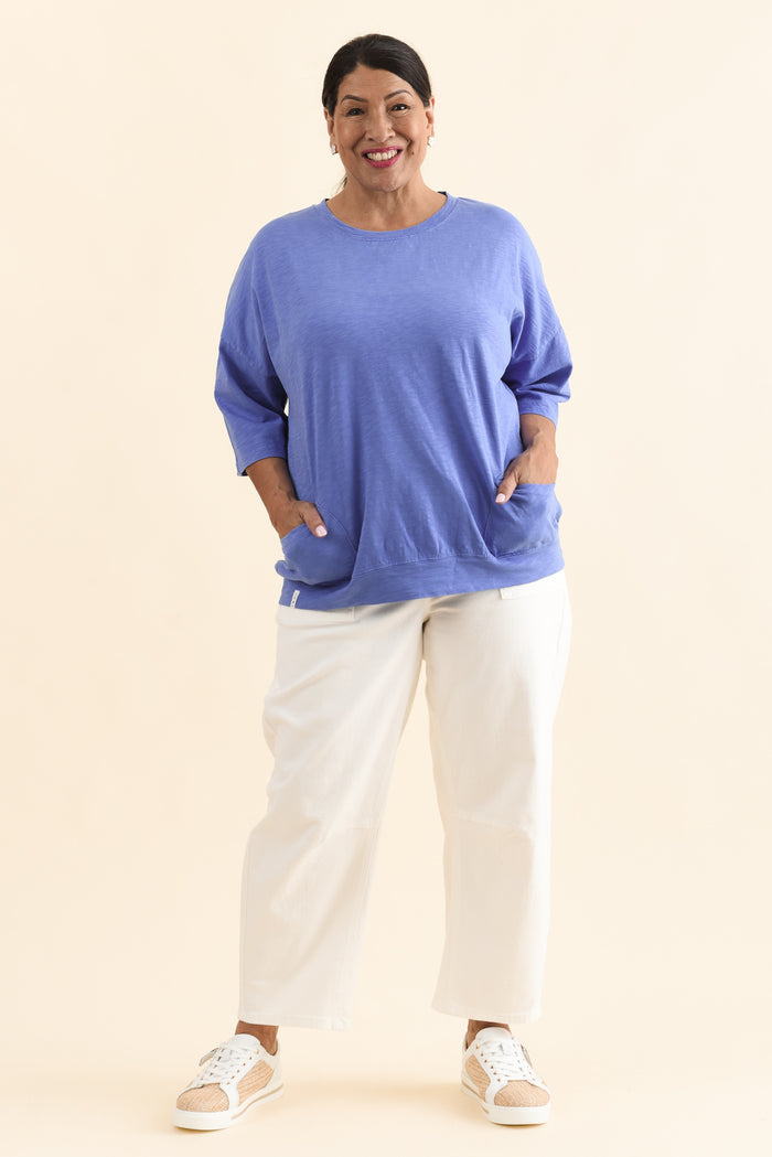 Mazie Blue Cotton Sweat,Full Body,Brunette model,alt text|model:Pilita
