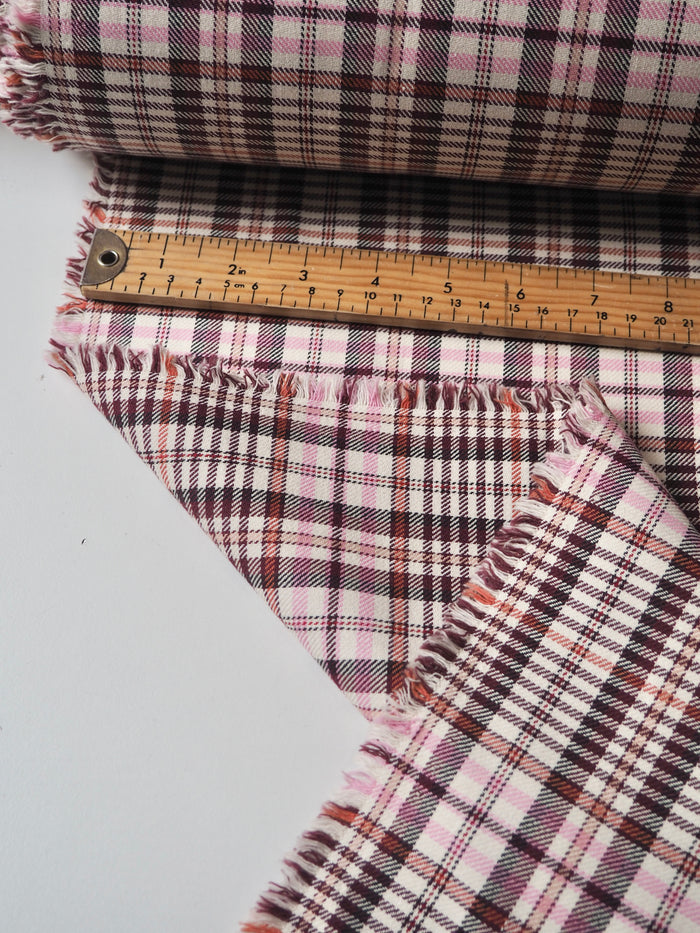 Pink Check Stretch Cotton Suiting