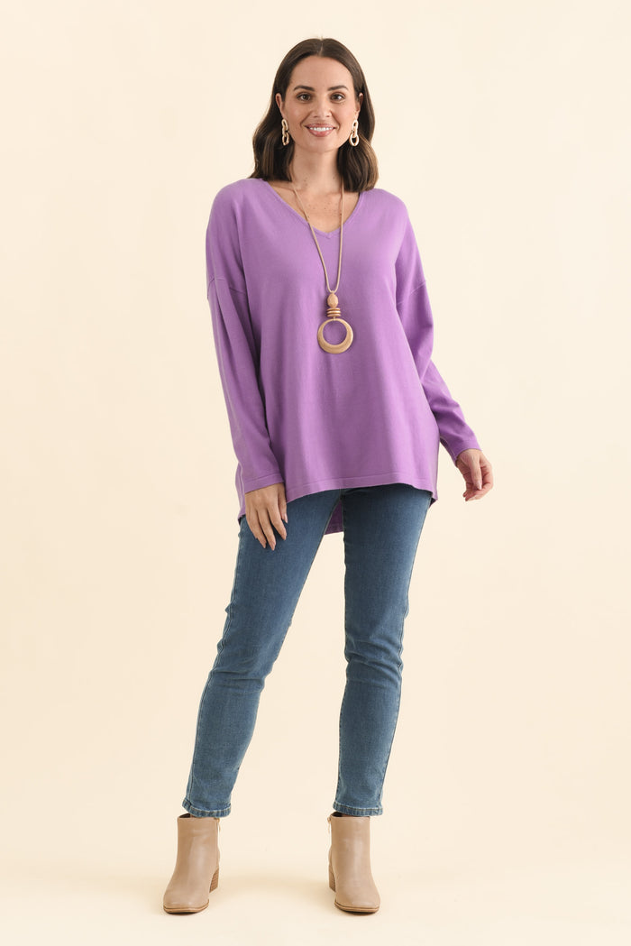 Ronnie Lilac Knit Jumper,Brunette model,alt text|model:MJ