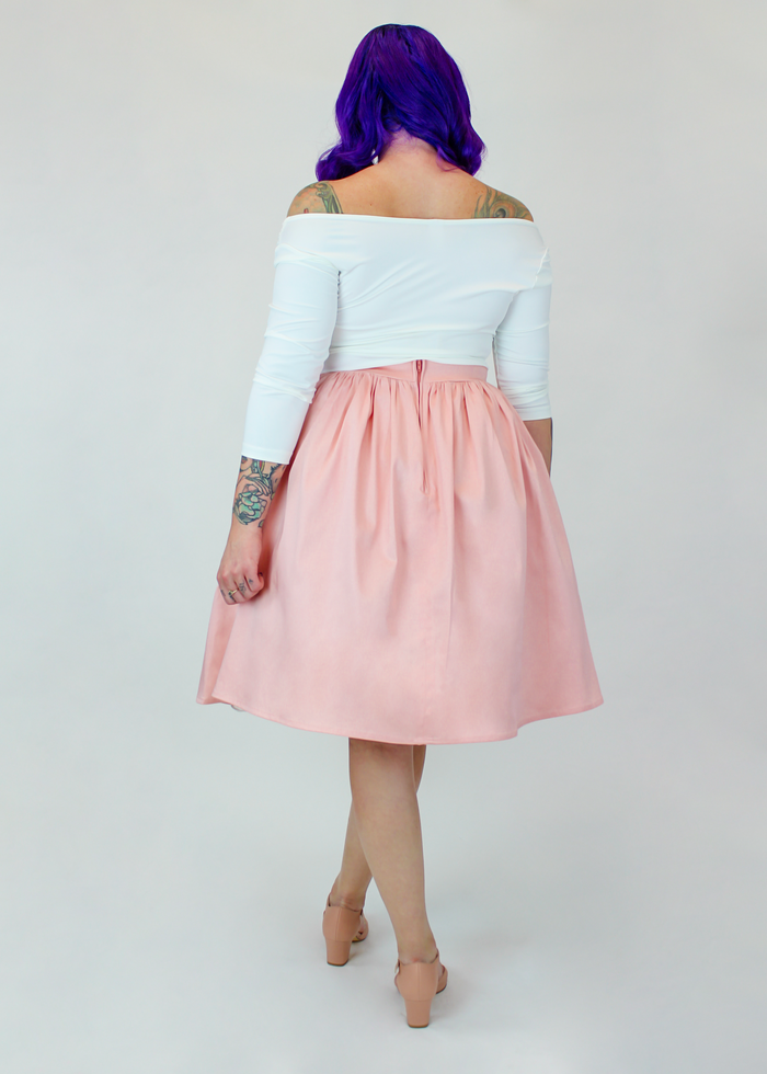 Salmon Pink Pleated Circle Skirt