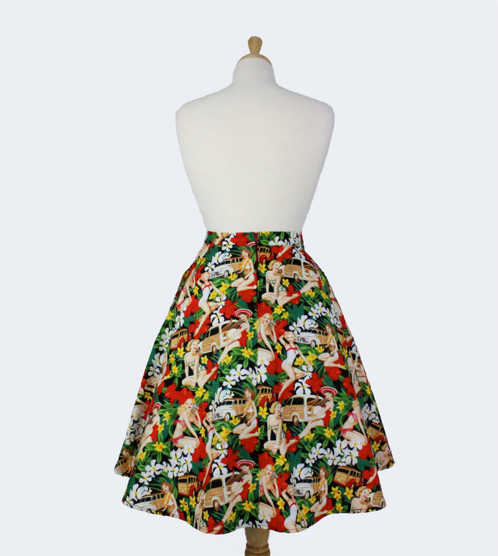 Vintage Hawaiian Tiki Aline Pinup Skirt # FS-HG501