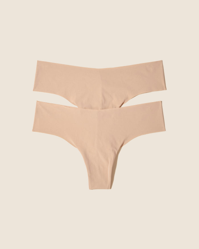 Beige Thong - Free Cut Micro 2 Pack Low Rise Thong
