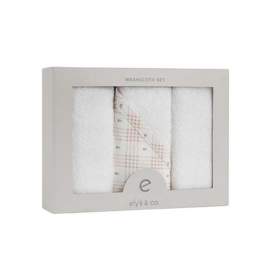 3 Pack Washcloth Set – Pink - Floral Plaid Collection