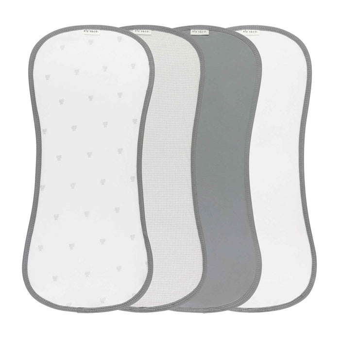 4 Pack Absorbent Burp Cloths – Blue - Gingham Bear Collection