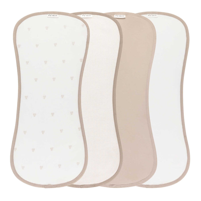 4 Pack Absorbent Burp Cloths – Tan - Gingham Bear Collection