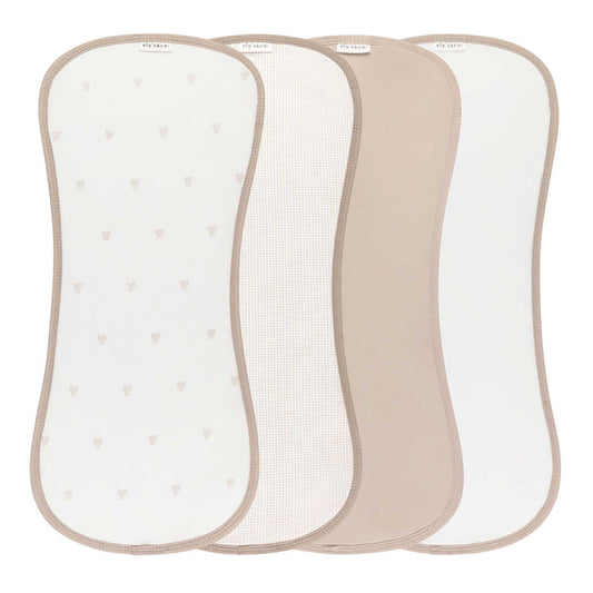 4 Pack Absorbent Burp Cloths – Tan - Gingham Bear Collection