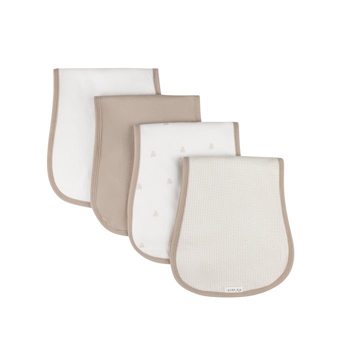 4 Pack Absorbent Burp Cloths – Tan - Gingham Bear Collection