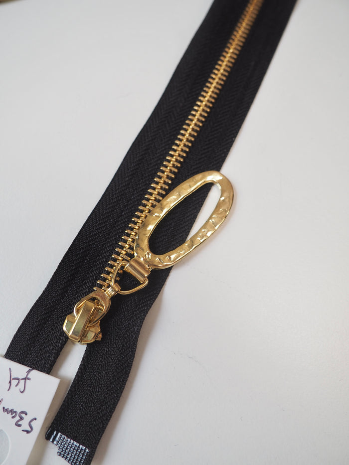 53cm/21inch Oval Pull Open-Ended Black Metal Teeth Zips