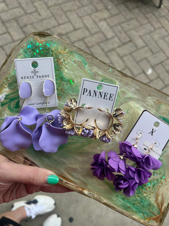 Purple derby earrings