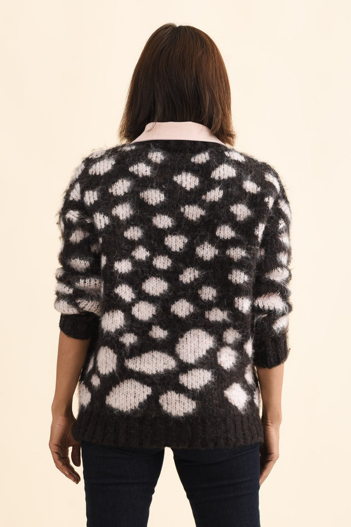 Adams Brown Spot Knit Jumper,Brunette model,alt text|model:Cara