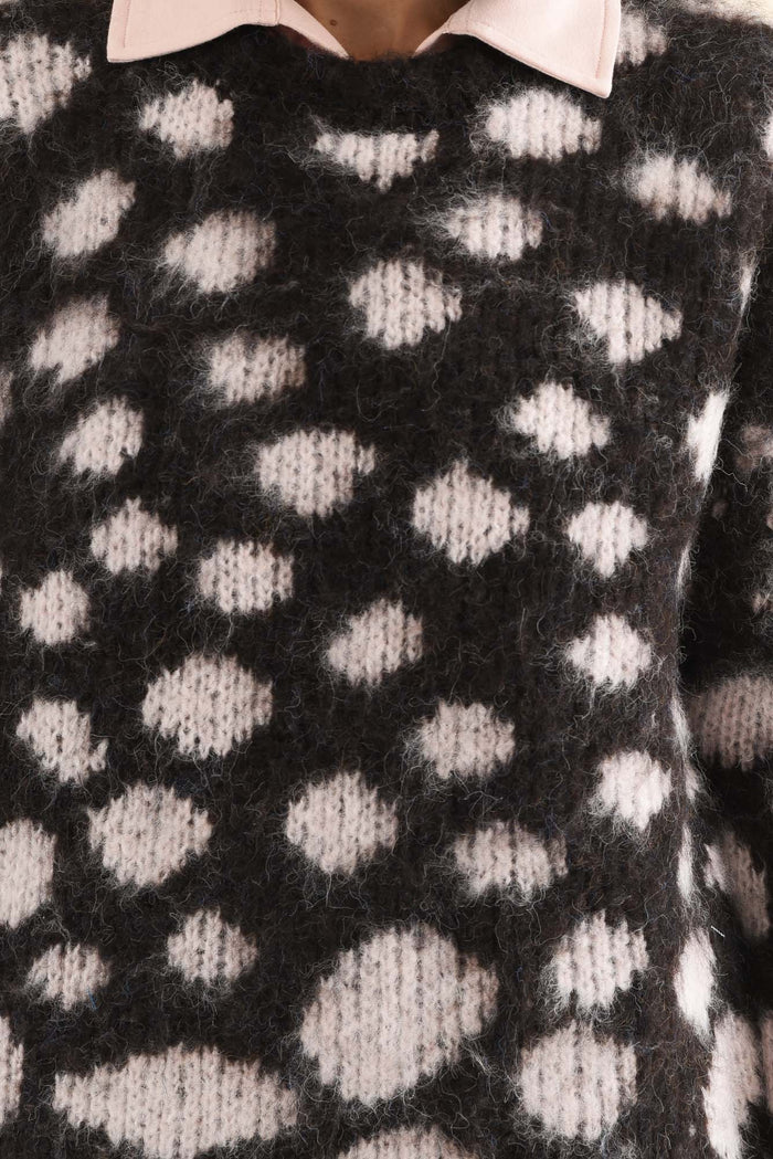 Adams Brown Spot Knit Jumper,Brunette model,alt text|model:Cara